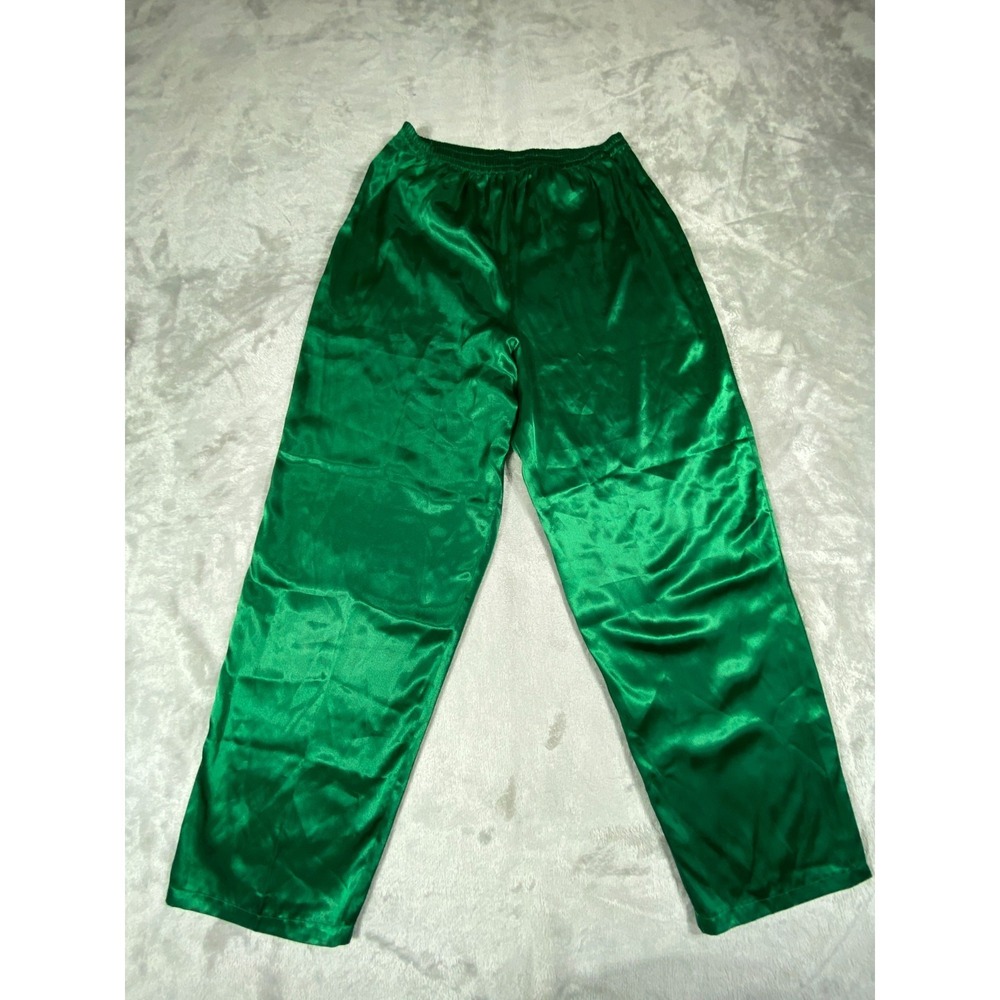 Victoria Secret Satin Pajama Pants Womens Medium Green Y2K Silky‎ Lounge Shiny